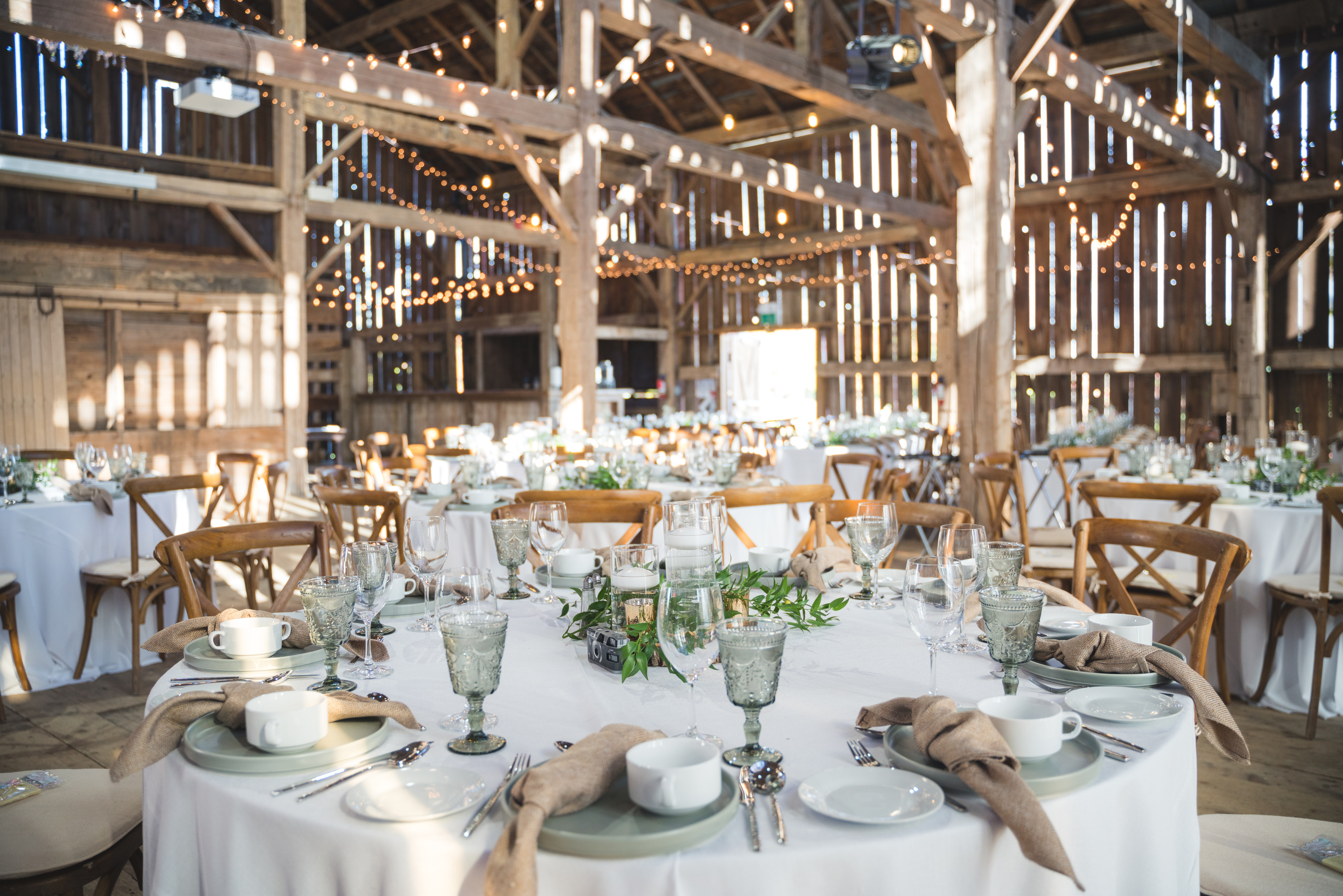 Beautiful Event Table Setup at a Barn